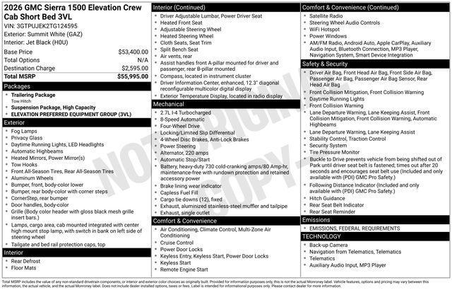 new 2026 GMC Sierra 1500 car, priced at $52,270