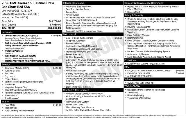 new 2026 GMC Sierra 1500 car, priced at $73,677