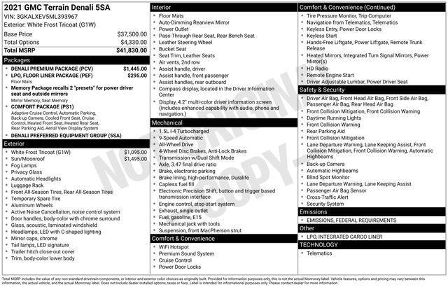 used 2021 GMC Terrain car, priced at $22,420