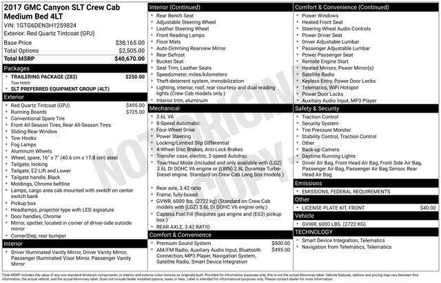 used 2017 GMC Canyon car, priced at $25,672