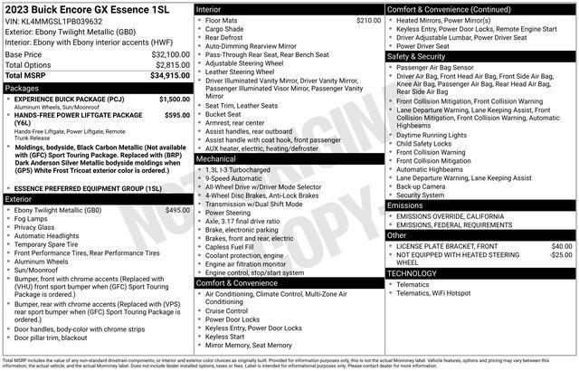 used 2023 Buick Encore GX car, priced at $25,814