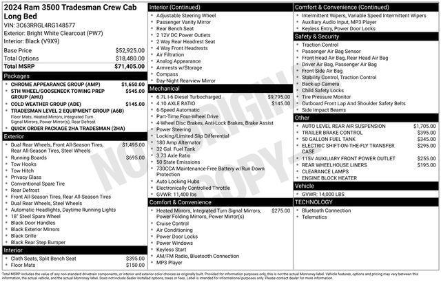 used 2024 Ram 3500 car, priced at $55,440