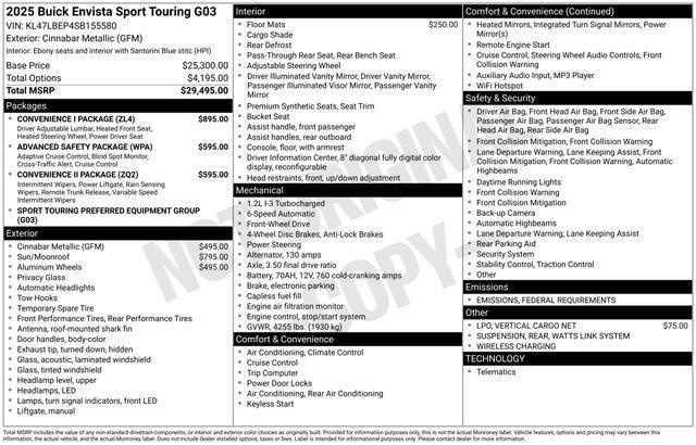new 2025 Buick Envista car, priced at $30,390