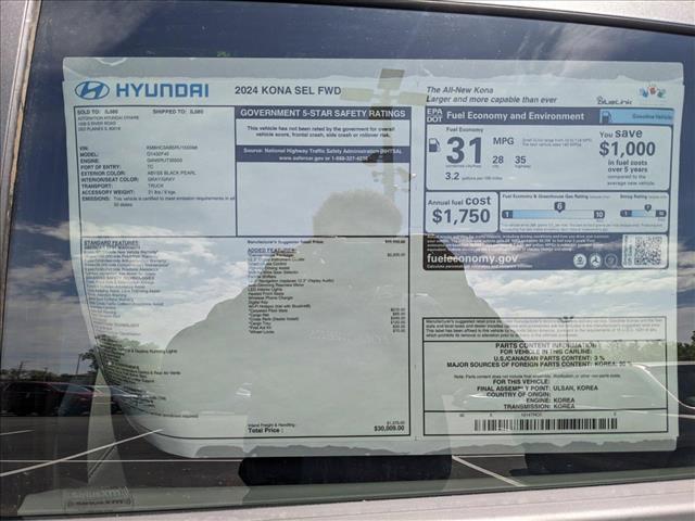 new 2024 Hyundai Kona car, priced at $29,199