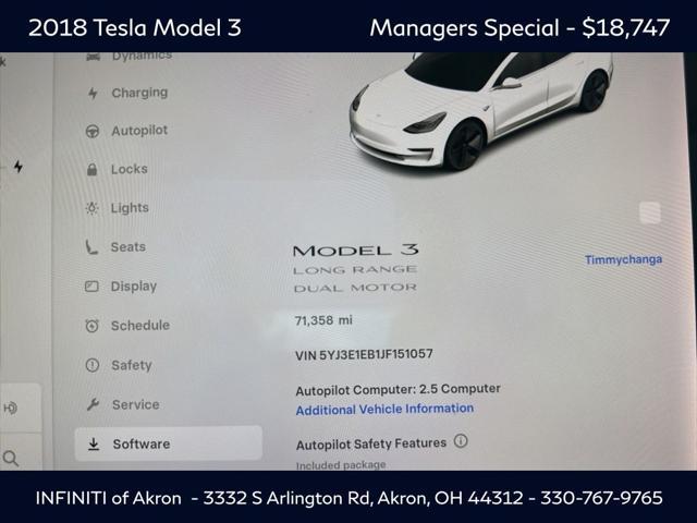 used 2018 Tesla Model 3 car, priced at $18,747