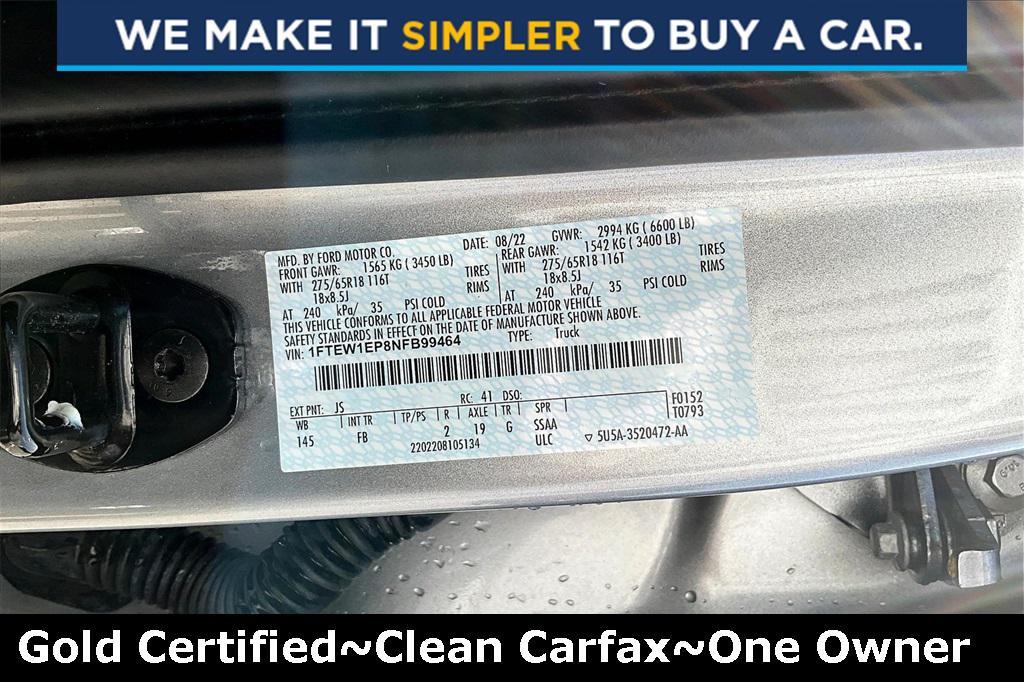 used 2022 Ford F-150 car, priced at $40,500