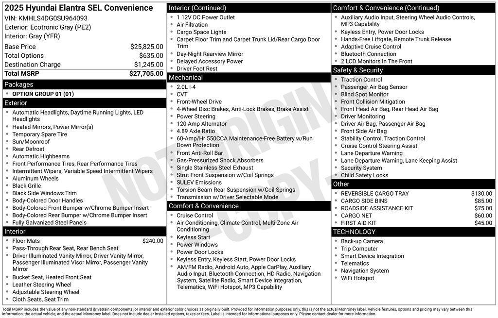 new 2025 Hyundai Elantra car, priced at $26,485