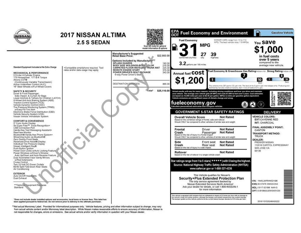 used 2017 Nissan Altima car, priced at $10,995