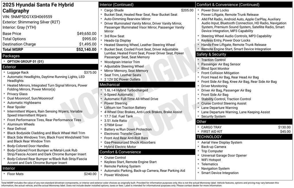 new 2025 Hyundai SANTA FE HEV car, priced at $48,049