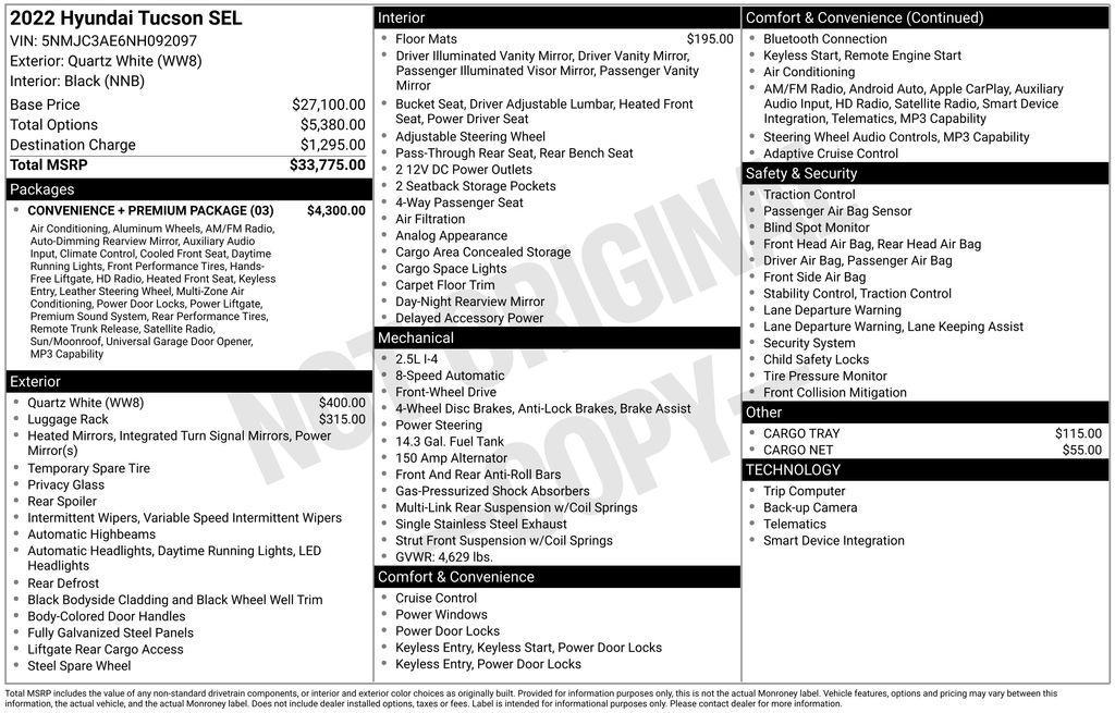 used 2022 Hyundai Tucson car, priced at $16,995
