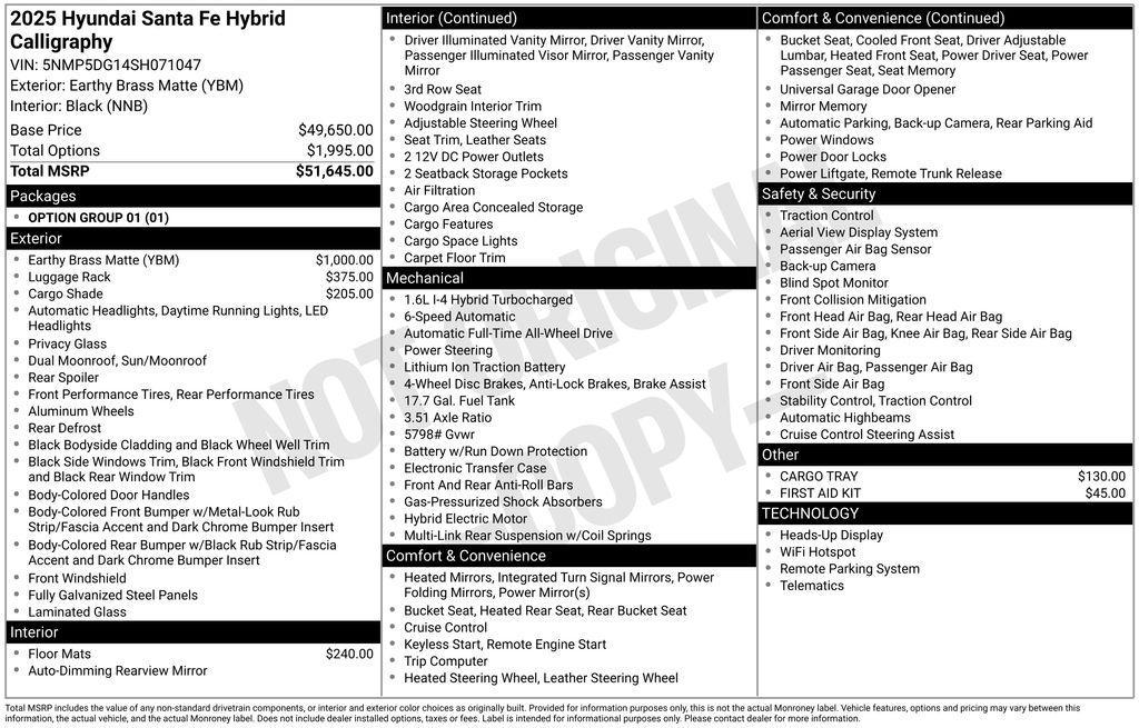 new 2025 Hyundai SANTA FE HEV car, priced at $53,140