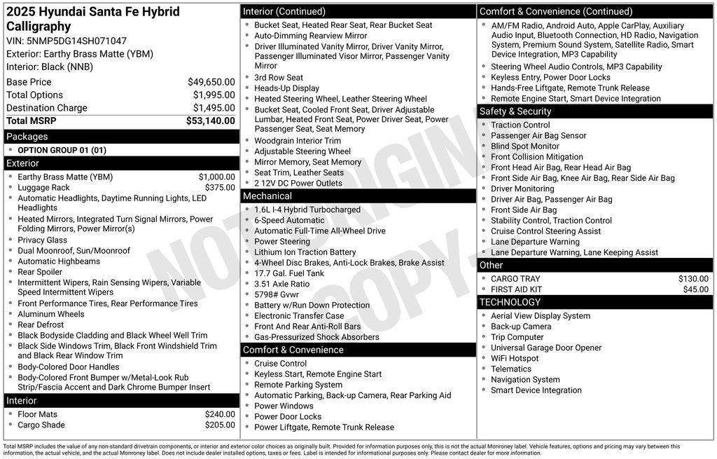 new 2025 Hyundai SANTA FE HEV car, priced at $48,890
