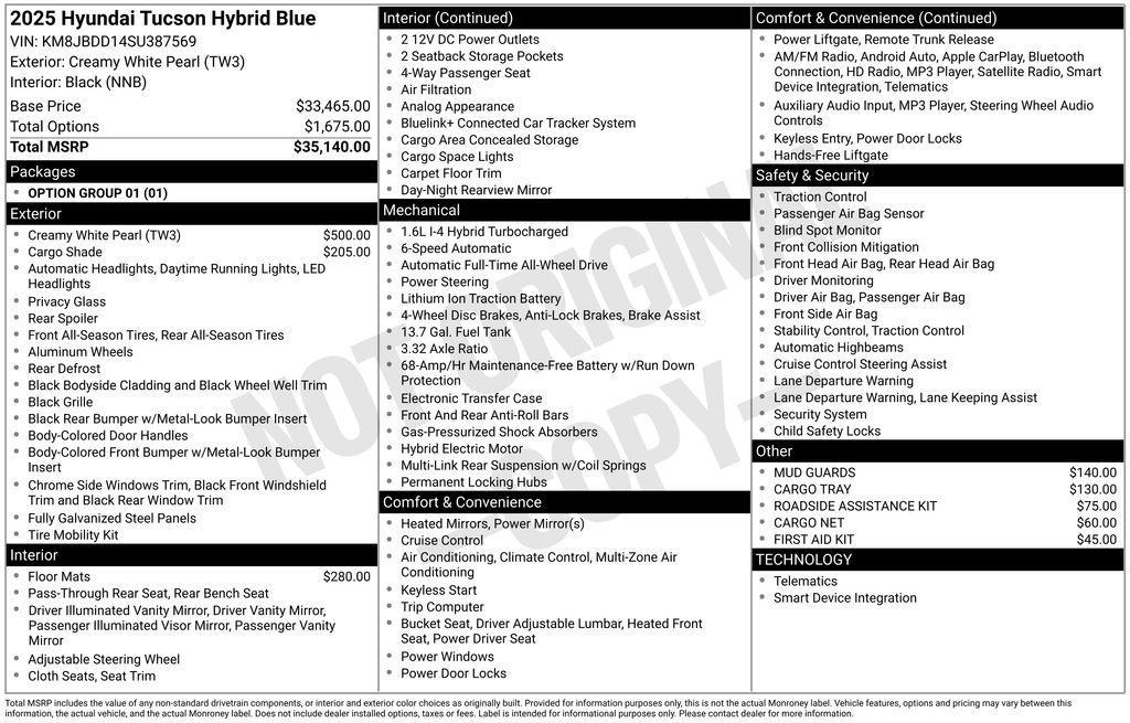 new 2025 Hyundai TUCSON Hybrid car, priced at $36,635