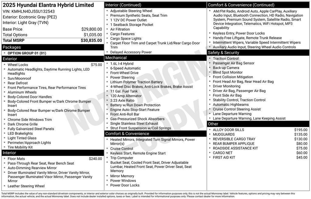 new 2025 Hyundai ELANTRA HEV car, priced at $29,535