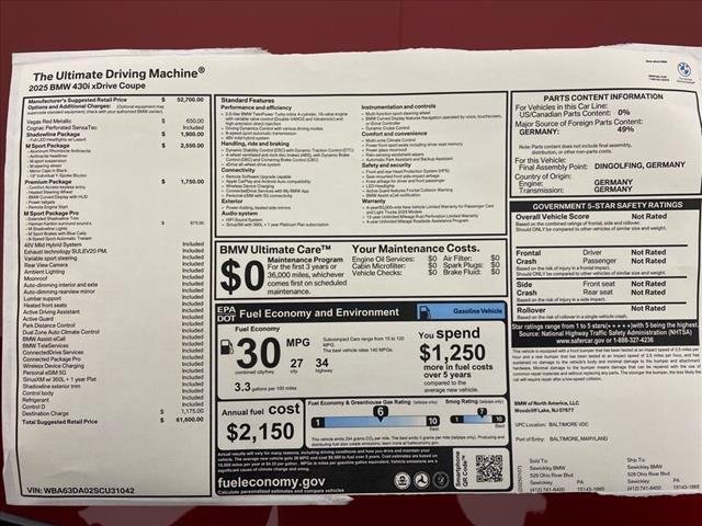 new 2025 BMW 430 car, priced at $61,600