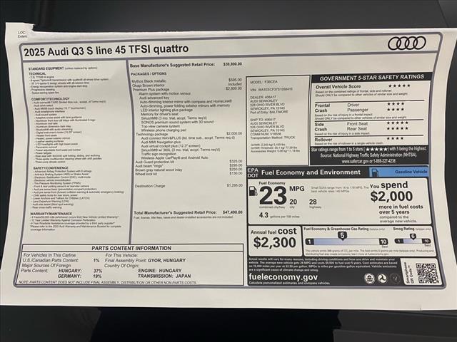 new 2025 Audi Q3 car, priced at $47,490