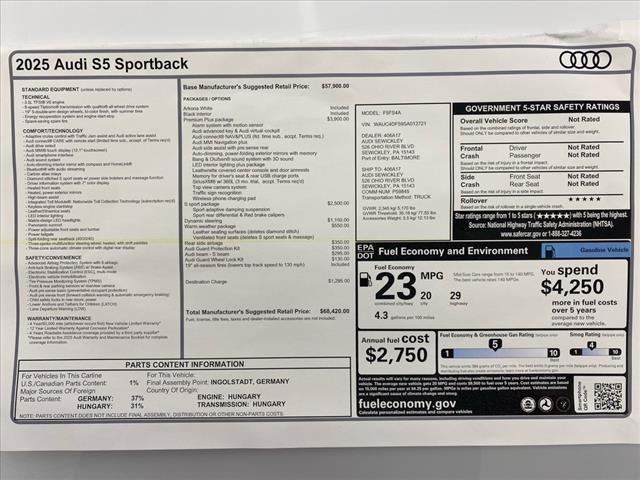 new 2025 Audi S5 car, priced at $68,420