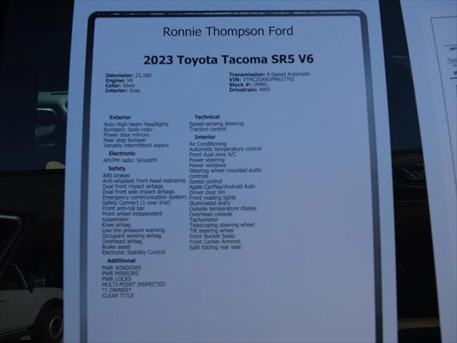 used 2023 Toyota Tacoma car, priced at $37,996