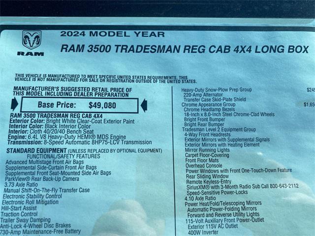 new 2024 Ram 3500 car, priced at $51,999