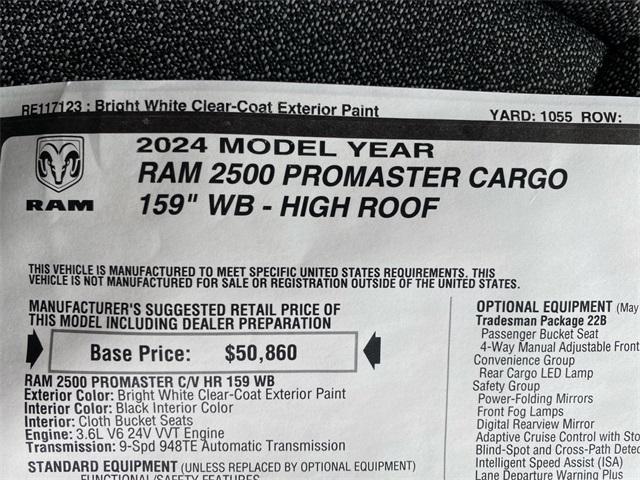 new 2024 Ram ProMaster 2500 car, priced at $49,033