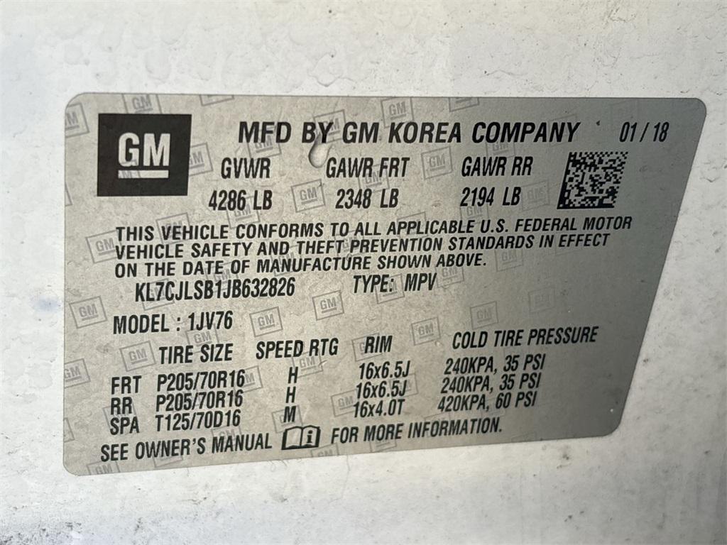 used 2018 Chevrolet Trax car, priced at $9,286