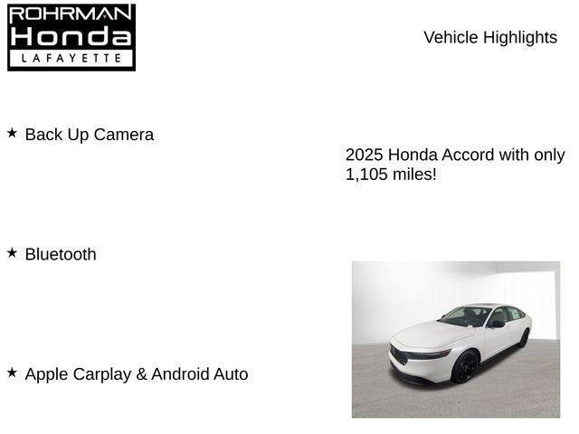 new 2025 Honda Accord car, priced at $30,805
