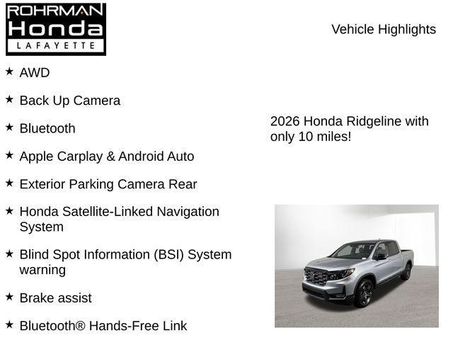 new 2026 Honda Ridgeline car, priced at $44,551