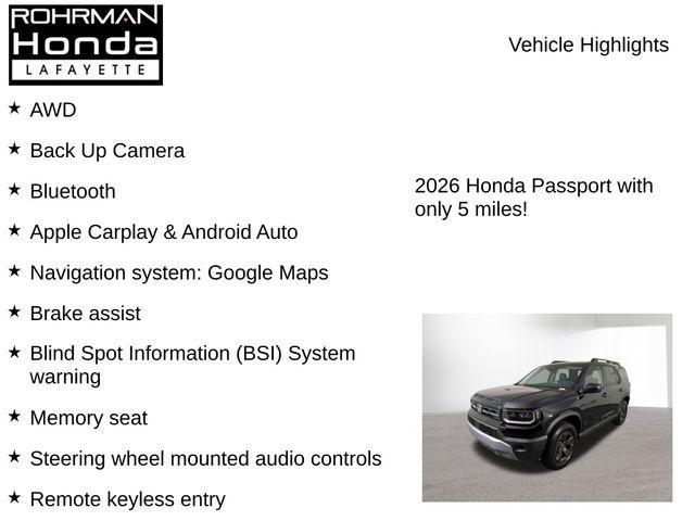 new 2026 Honda Passport car, priced at $43,570