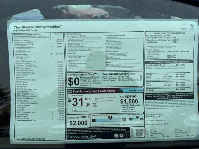 new 2026 BMW 430 car, priced at $57,785