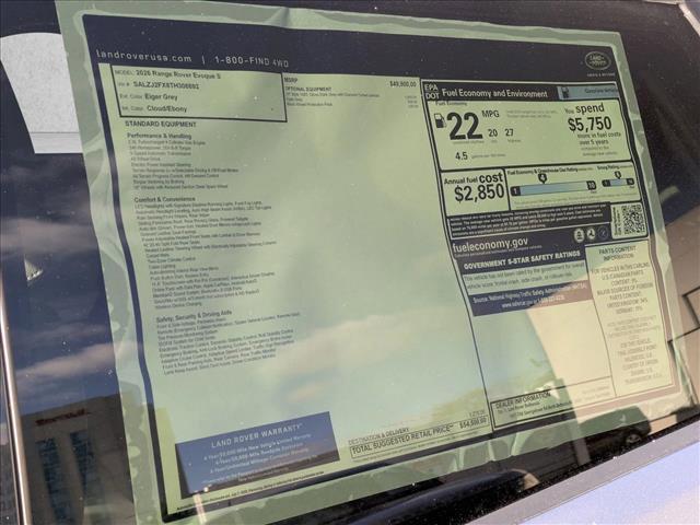 new 2026 Land Rover Range Rover Evoque car, priced at $54,500