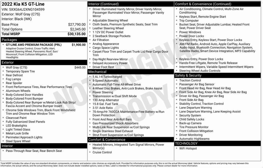used 2022 Kia K5 car, priced at $24,995