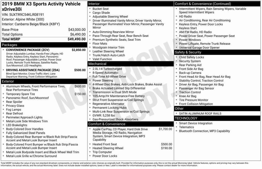 used 2019 BMW X3 car, priced at $23,495