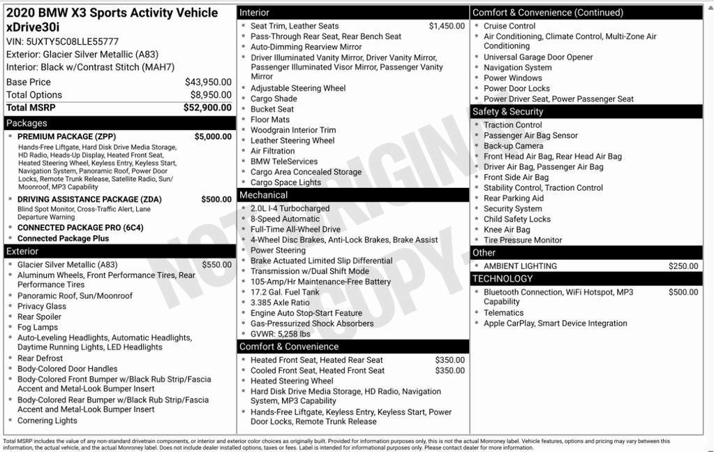 used 2020 BMW X3 car, priced at $28,795