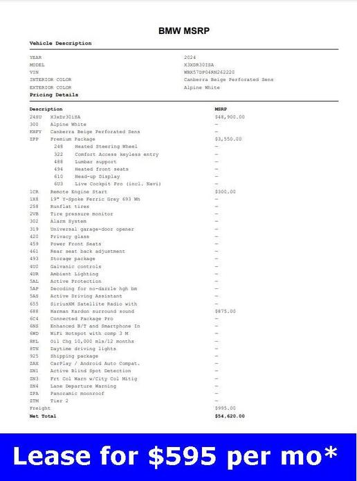 used 2024 BMW X3 car, priced at $50,395