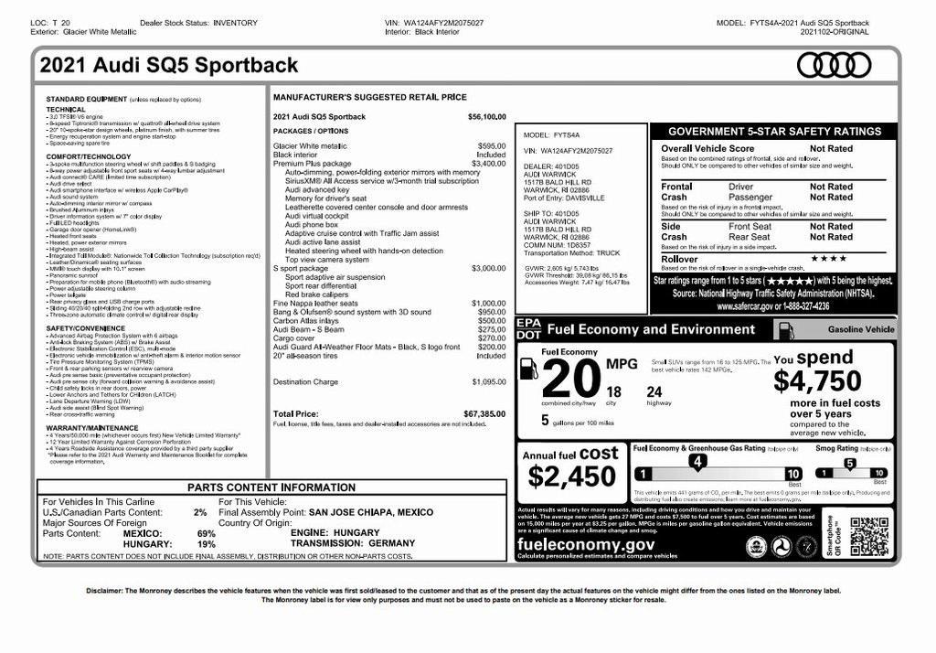 used 2021 Audi SQ5 car, priced at $34,295