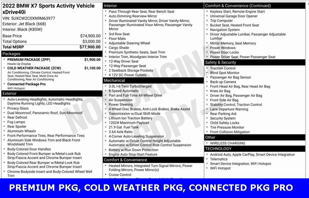 used 2022 BMW X7 car, priced at $54,798