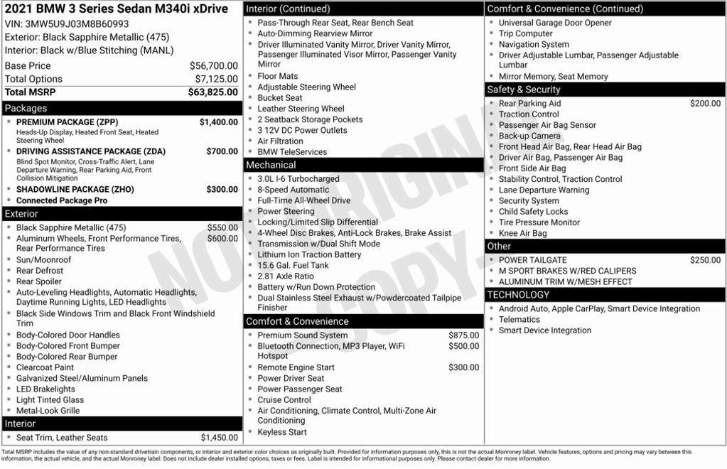 used 2021 BMW M340 car, priced at $33,995