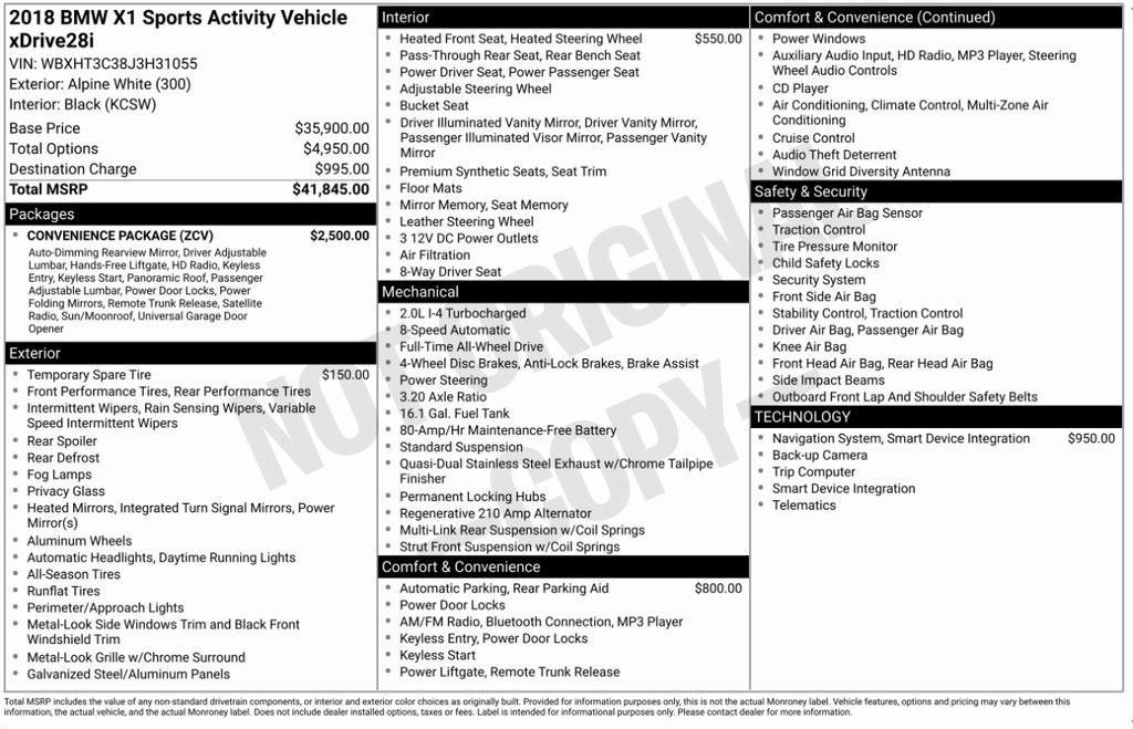 used 2018 BMW X1 car, priced at $19,995