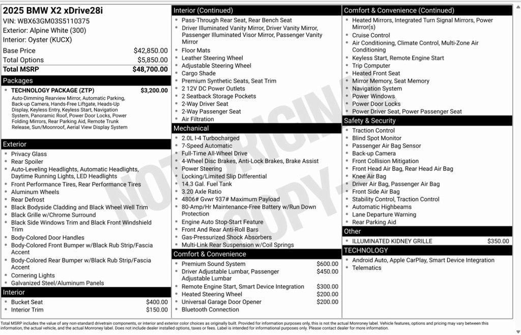 used 2025 BMW X2 car, priced at $45,995