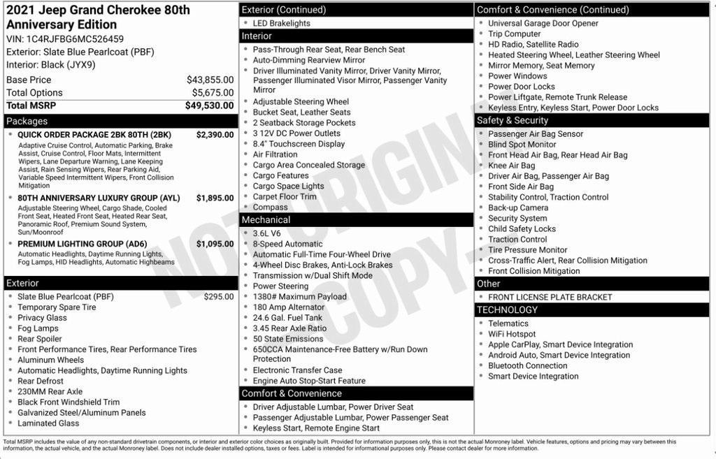 used 2021 Jeep Grand Cherokee car, priced at $28,995