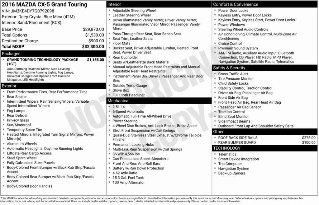 used 2016 Mazda CX-5 car, priced at $16,995