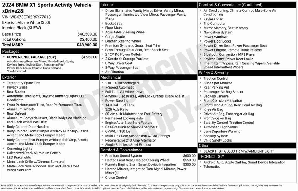 used 2024 BMW X1 car, priced at $37,595