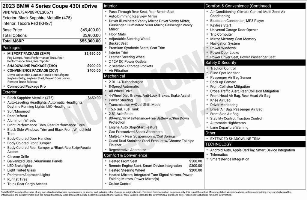 used 2023 BMW 430 car, priced at $37,295