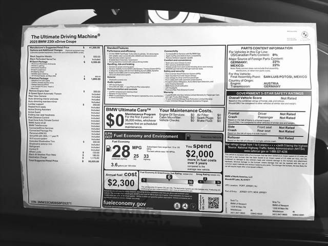 new 2025 BMW 230 car, priced at $50,025