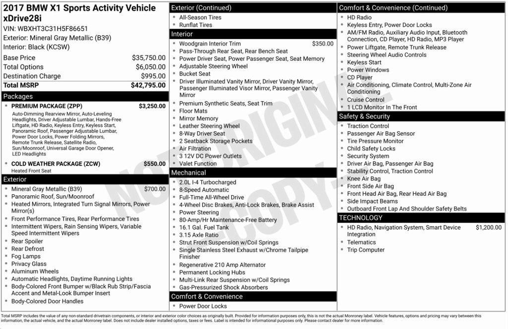 used 2017 BMW X1 car, priced at $15,395