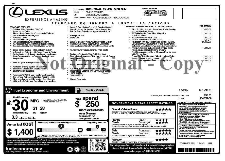 used 2018 Lexus RX 450h car, priced at $23,995