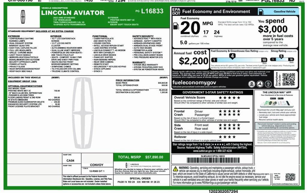 used 2023 Lincoln Aviator car, priced at $41,295