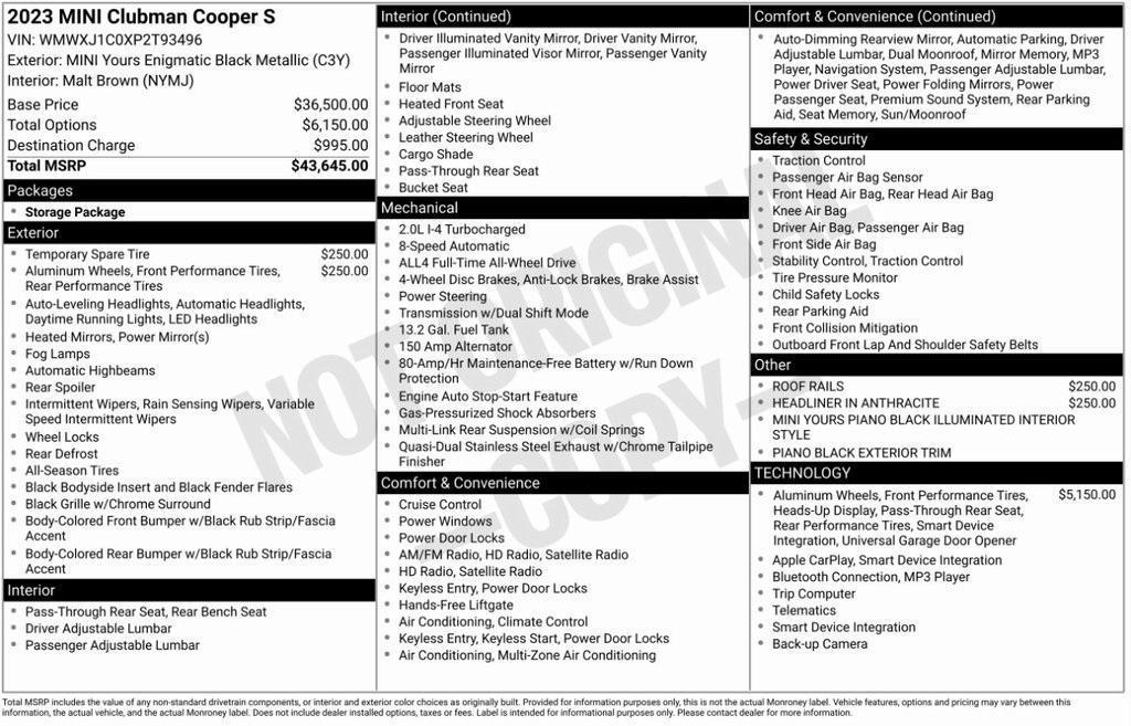 used 2023 MINI Clubman car, priced at $29,695