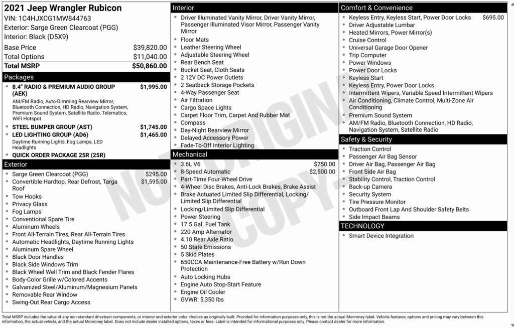 used 2021 Jeep Wrangler car, priced at $30,895