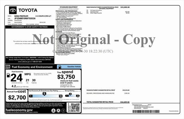 used 2024 Toyota GR86 car, priced at $33,395